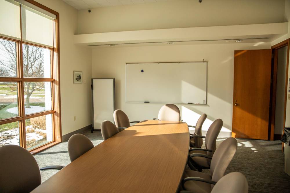 A view of the Cook-DeWitt Center meeting room from the meeting table.